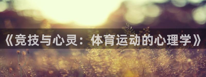 678体育官网地址：《竞技与心灵：体育运动的心理学》