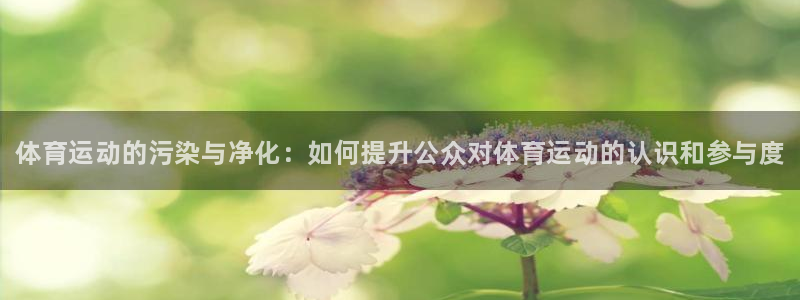 678体育官网：体育运动的污染与净化：如何提升公众对体育运动的认识和参与度